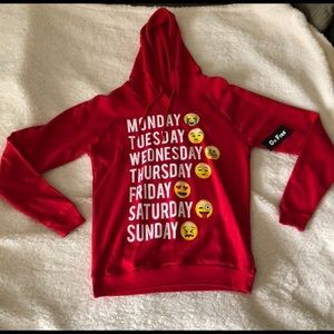 Red emoji hooded pullover